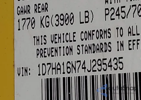 2004 Dodge Ram 1500 St z USA, uszkodzony, nr VIN 1D7HA16N74J295435
